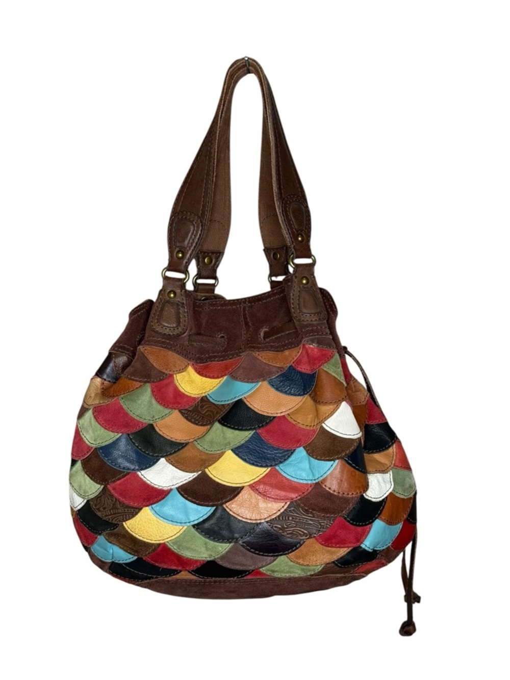 Vintage Y2K: Lucky Brand 𖦹 Patchwork Suede Leather Hobo Bag Handbag 𖦹 Festival - Picture 4 of 16